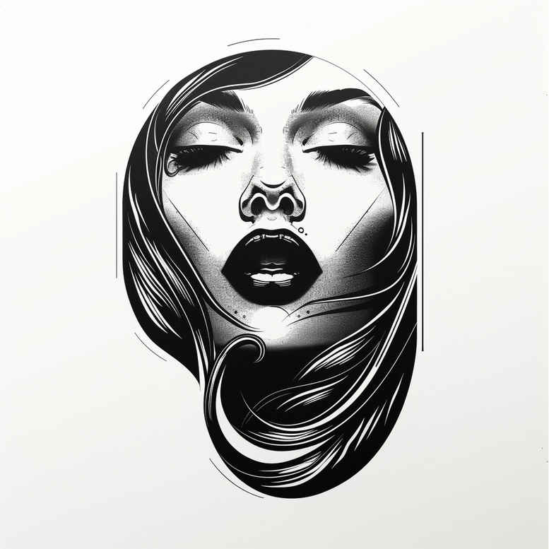 face-with-feathers – tattoo design ideas free ai generated – portrait-realism – for-ribs – Gallery: faces-inkby-ai