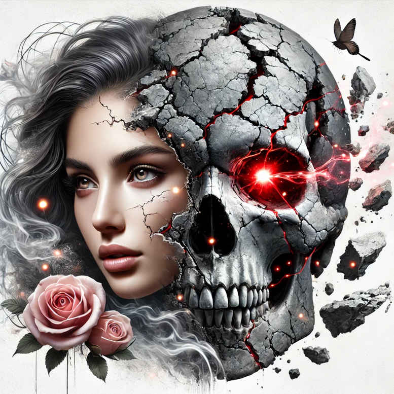 face-with-flowers – tattoo design ideas free ai generated – detail-accuracy – for-neck – Gallery: faces-inkby-ai