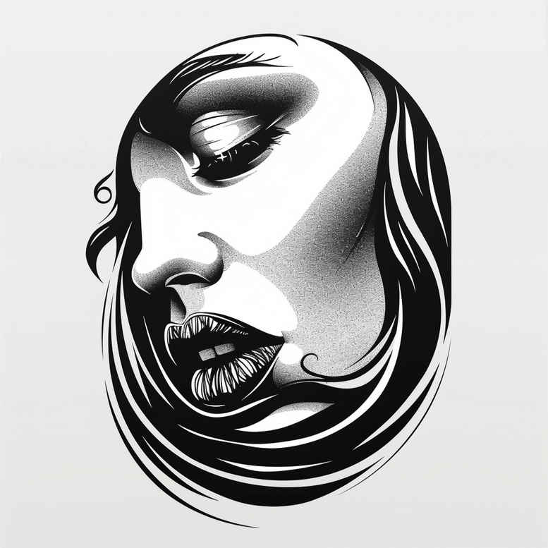 face-with-halo – tattoo design ideas free ai generated – detailed-rendering – for-elbow – Gallery: faces-inkby-ai
