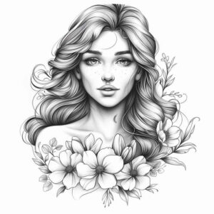 face-with-halo – tattoo design ideas free ai generated – visual-truth – for-knee – Gallery: faces-inkby-ai