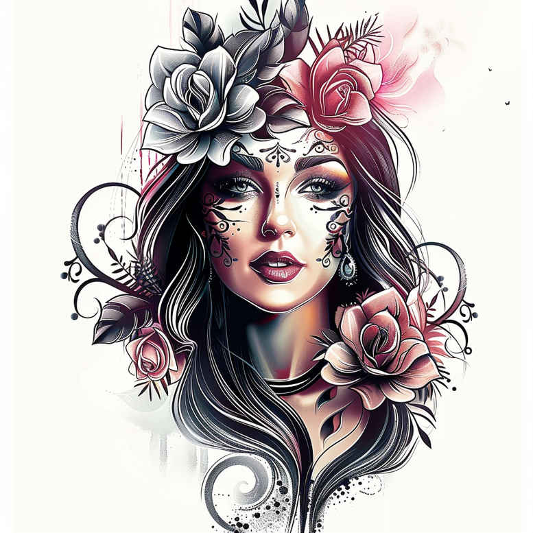 face-with-light – tattoo design ideas free ai generated – blended-gradients – for-scapula – Gallery: faces-inkby-ai