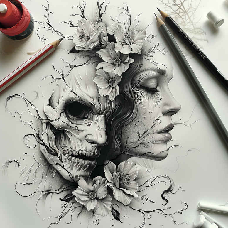 face-with-light – tattoo design ideas free ai generated – life-like – for-outer-arm – Gallery: faces-inkby-ai