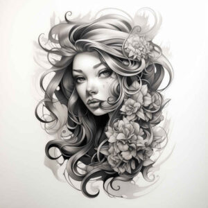 face-with-lines – tattoo design ideas free ai generated – natural-contours – for-shoulder-blade – Gallery: faces-inkby-ai