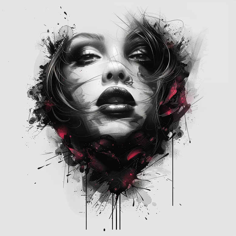face-with-lines – tattoo design ideas free ai generated – realistic-gleam – for-ankle – Gallery: faces-inkby-ai