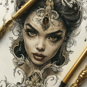 face-with-lines – tattoo design ideas free ai generated – refined-lines – for-hip – Gallery: faces-inkby-ai