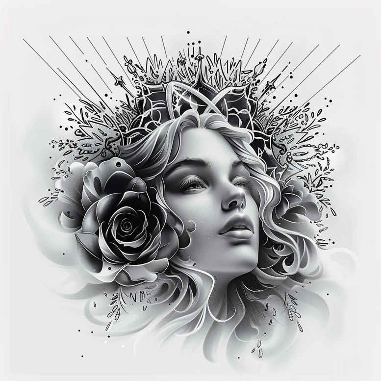 face-with-lips – tattoo design ideas free ai generated – ink-layering – for-wrist-side – Gallery: faces-inkby-ai