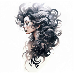 face-with-lips – tattoo design ideas free ai generated – realistic-dimension – for-back-shoulder – Gallery: faces-inkby-ai