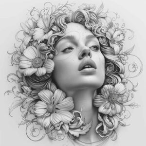 face-with-lips – tattoo design ideas free ai generated – refined-lines – for-ankle – Gallery: faces-inkby-ai