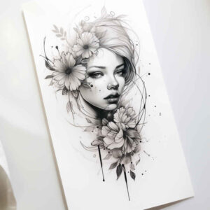 face-with-mimicry – tattoo design ideas free ai generated – realistic-perspective – for-temple – Gallery: faces-inkby-ai