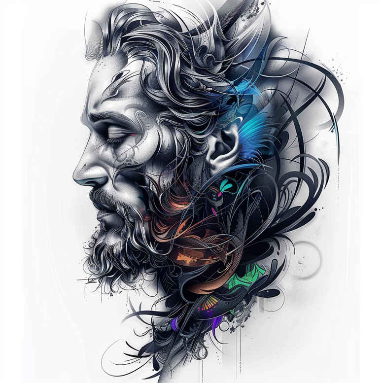 face-with-nose – tattoo design ideas free ai generated – natural-contours – for-fingers – Gallery: faces-inkby-ai