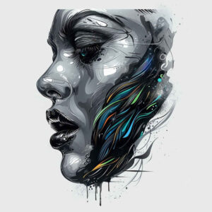 face-with-nose – tattoo design ideas free ai generated – soft-contrast – for-lower-leg – Gallery: faces-inkby-ai