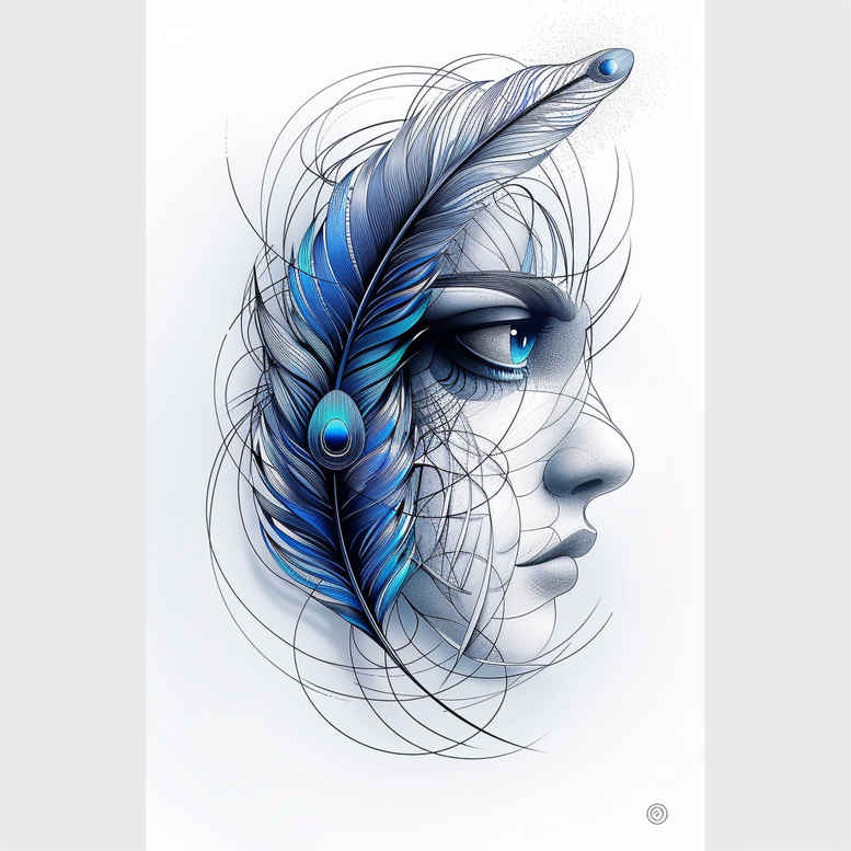 face-with-ornament – tattoo design ideas free ai generated – depth-shading – for-side – Gallery: faces-inkby-ai