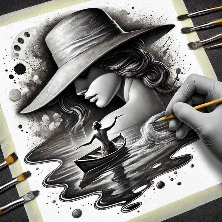 face-with-shading – tattoo design ideas free ai generated – living-skin – for-hand – Gallery: faces-inkby-ai