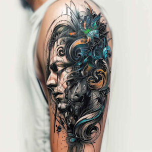 face-with-shading – tattoo design ideas free ai generated – photo-like-tattoo – for-side – Gallery: faces-inkby-ai