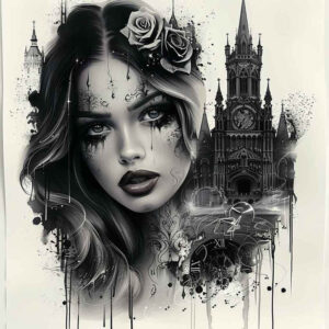 face-with-shadows – tattoo design ideas free ai generated – delicate-highlight – for-back-of-neck – Gallery: faces-inkby-ai
