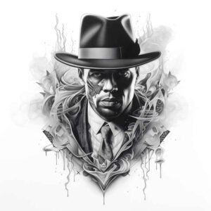 face-with-shadows – tattoo design ideas free ai generated – skin-texture – for-side-torso – Gallery: faces-inkby-ai
