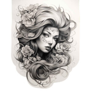 faces – tattoo design ideas free ai generated – contour-shading – for-side – Gallery: faces-inkby-ai