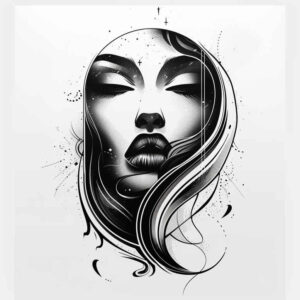 faces – tattoo design ideas free ai generated – contrast-ink – for-upper-shoulder – Gallery: faces-inkby-ai
