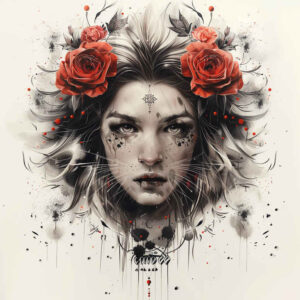 facial-expression – tattoo design ideas free ai generated – textured-light – for-temple – Gallery: faces-inkby-ai