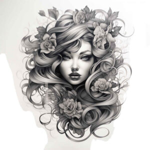 female-face – tattoo design ideas free ai generated – cgi-realism – for-foot – Gallery: faces-inkby-ai