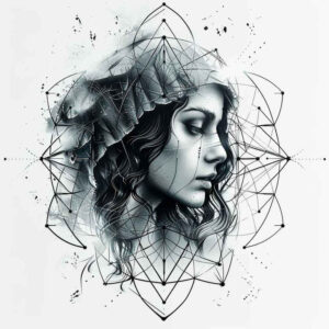 female-face – tattoo design ideas free ai generated – depth-of-field – for-outer-arm – Gallery: faces-inkby-ai