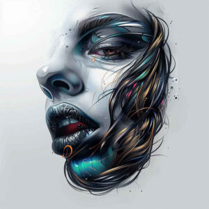 female-face – tattoo design ideas free ai generated – high-contrast – for-calf – Gallery: faces-inkby-ai