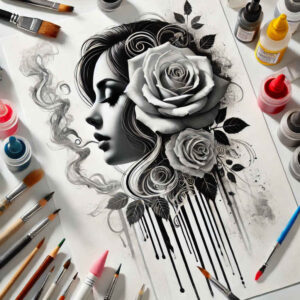 female-face – tattoo design ideas free ai generated – true-rendering – for-knee – Gallery: faces-inkby-ai