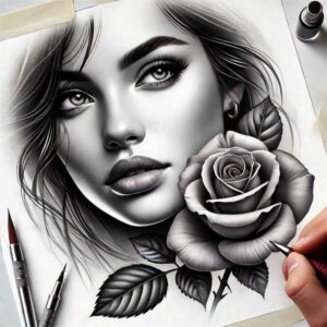 frontal-face – tattoo design ideas free ai generated – deep-shadows – for-shin – Gallery: faces-inkby-ai
