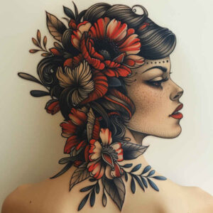 frontal-face – tattoo design ideas free ai generated – micro-detail – for-behind-ear – Gallery: faces-inkby-ai