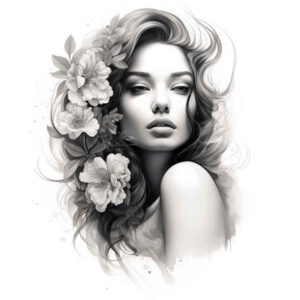 frontal-face – tattoo design ideas free ai generated – natural-contrast – for-outer-arm – Gallery: faces-inkby-ai