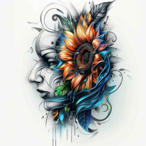 geometric-face – tattoo design ideas free ai generated – color-precision – for-abdomen – Gallery: faces-inkby-ai