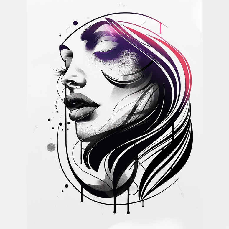 geometric-face – tattoo design ideas free ai generated – depth-of-field – for-sternum – Gallery: faces-inkby-ai