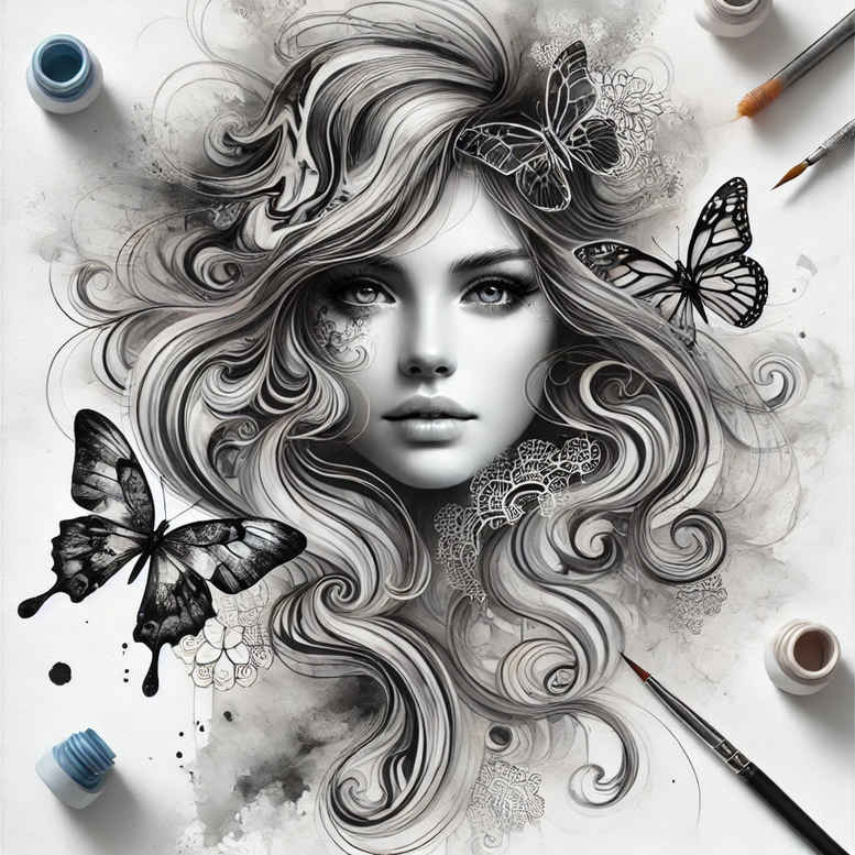 geometric-face – tattoo design ideas free ai generated – natural-blush – for-shoulder-blade – Gallery: faces-inkby-ai