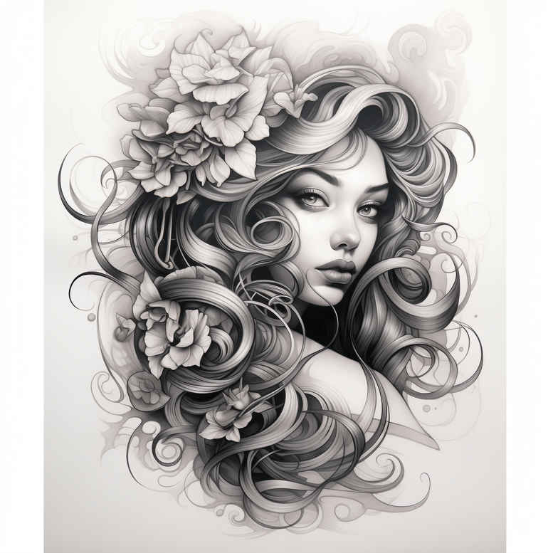 minimalist-face – tattoo design ideas free ai generated – realistic-wrinkles – for-behind-ear – Gallery: faces-inkby-ai