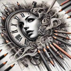 mystical-face – tattoo design ideas free ai generated – clean-lines – for-calf – Gallery: faces-inkby-ai