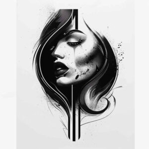 mystical-face – tattoo design ideas free ai generated – tactile-shading – for-chest – Gallery: faces-inkby-ai