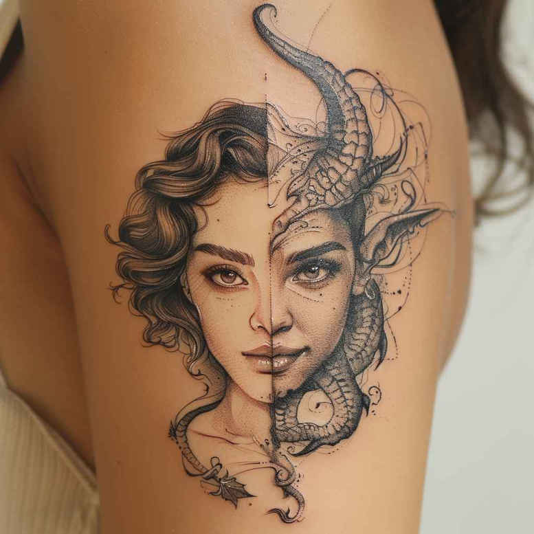 mystical-face – tattoo design ideas free ai generated – visual-truth – for-neck – Gallery: faces-inkby-ai