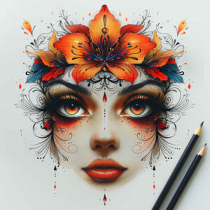 mystical-face – tattoo design ideas free ai generated – volume-effect – for-abdomen – Gallery: faces-inkby-ai