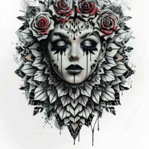 portrait – tattoo design ideas free ai generated – gradient-tones – for-upper-thigh – Gallery: faces-inkby-ai