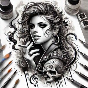 portrait – tattoo design ideas free ai generated – seamless-blend – for-neck – Gallery: faces-inkby-ai