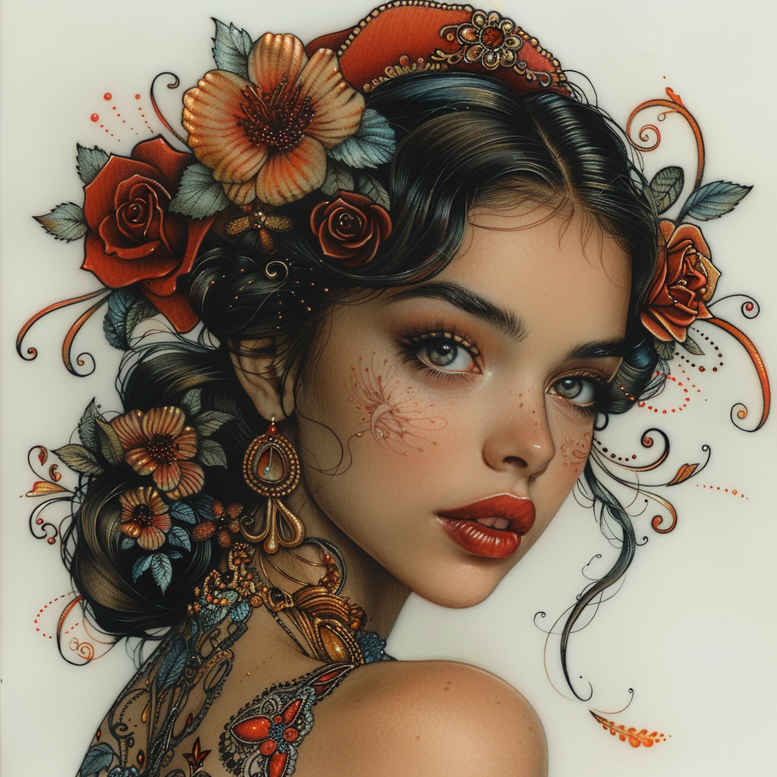 portrait – tattoo design ideas free ai generated – tactile-shading – for-shoulder – Gallery: faces-inkby-ai