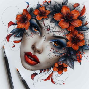 profile-face – tattoo design ideas free ai generated – lifelike-eyes – for-scapula – Gallery: faces-inkby-ai