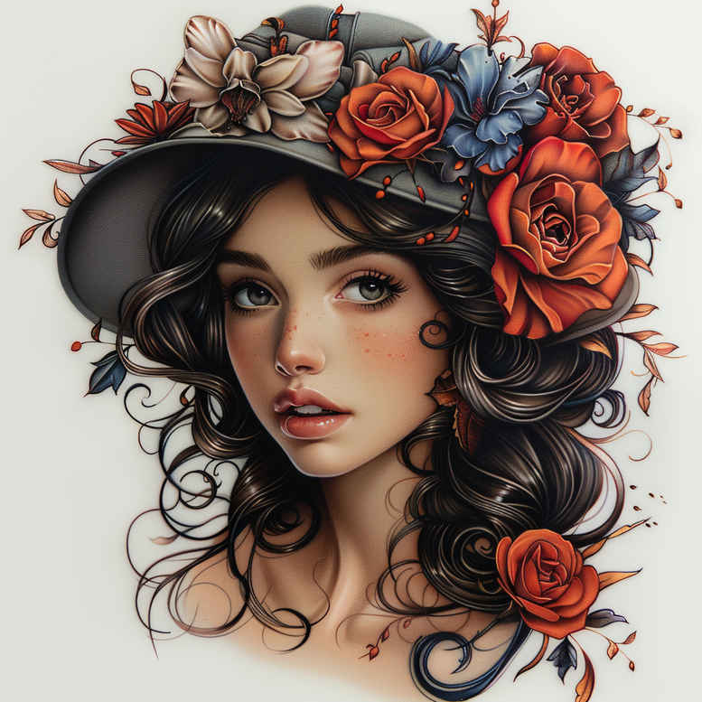 profile-face – tattoo design ideas free ai generated – natural-color-palette – for-full-back – Gallery: faces-inkby-ai