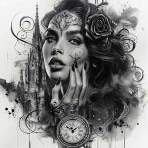realistic-face-for-men – tattoo design ideas free ai generated – mirrored-effect – for-elbow – Gallery: faces-inkby-ai