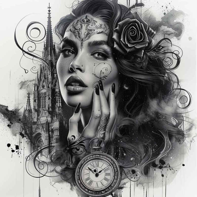 realistic-face-for-men – tattoo design ideas free ai generated – mirrored-effect – for-elbow – Gallery: faces-inkby-ai