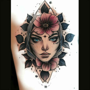spiritual-face – tattoo design ideas free ai generated – gradient-tones – for-nape – Gallery: faces-inkby-ai