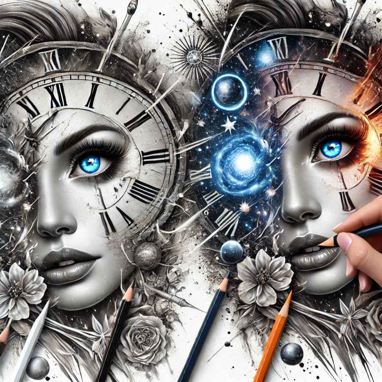 surreal-face – tattoo design ideas free ai generated – realistic-color – for-side – Gallery: faces-inkby-ai