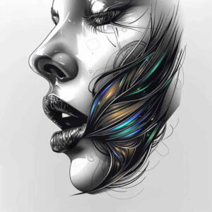 surreal-face – tattoo design ideas free ai generated – realistic-lighting – for-neck – Gallery: faces-inkby-ai