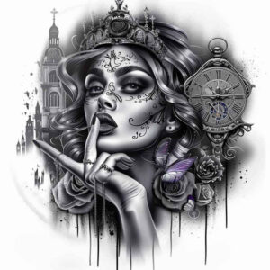 symbolic-face – tattoo design ideas free ai generated – living-skin – for-spine – Gallery: faces-inkby-ai