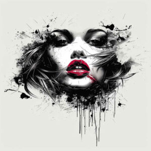 symbolic-face – tattoo design ideas free ai generated – rich-blacks – for-upper-arm – Gallery: faces-inkby-ai